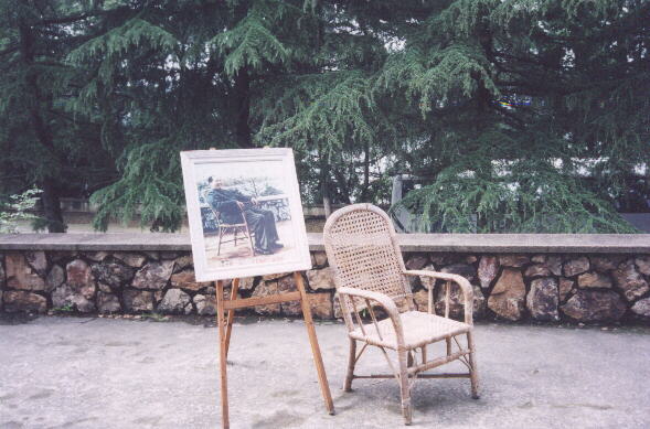 At Mao's Villa in Wuhan.  "That's really not his chair!" my dad proudly observed.