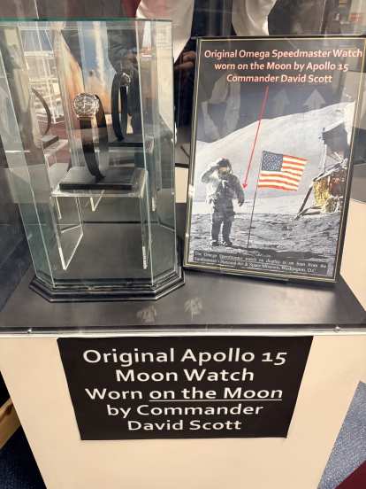 The Omega Speedmaster Watch was worn on the moon by Apollo 15 Commander David Scott.