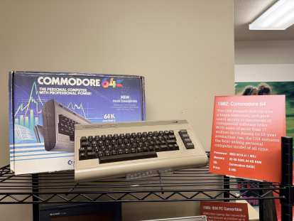 Growing up, my family played games on this Commodore 64. We also had the predecessor, the Vic-20, which used a tape drive. Both connected to a TV as the monitor.