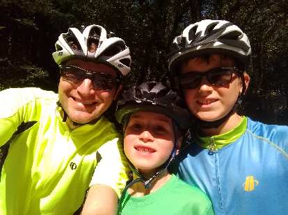 AJ Simon and his sons Tom and Ben on Old La Honda Road.
