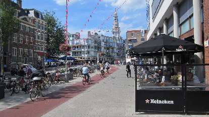 Typical Amsterdam: red bike trails and Heineken. Typical Amsterdam: red bike trails and Heineken.
