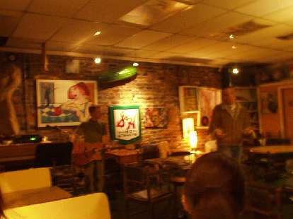 At the Beanstreet Cafe in downtown Asheville, Jesse took to the open mike with a guitar he borrowed over there to sing 3 songs that he wrote. This was after Franco and I played a pretty intense game of chess. At the Beanstreet Cafe in downtown Asheville, Jesse took to the open mike with a guitar he borrowed over there to sing 3 songs that he wrote. This was after Franco and I played a pretty intense game of chess.
