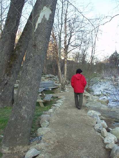 Franco hikes ahead on a trail along the Broad River. It was pretty out here, if not "out in the middle of nowhere"... Franco hikes ahead on a trail along the Broad River. It was pretty out here, if not "out in the middle of nowhere"...