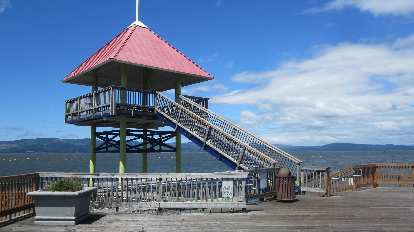 A lookout tower on a pier in Astoria, Oregon. I was surprised and pleased that no one was here. lookout tower on pier, Astoria, Oregon