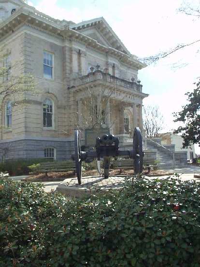 In front of City Hall is the world's only double-barrel cannon of this type.