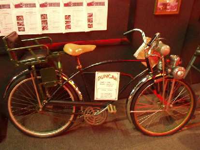 Here's an early-20th century Duncan bicycle with a gasoline motor driving the front wheel and supposedly "too dangerous".