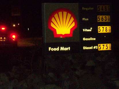 Gas prices in Panamint, CA.