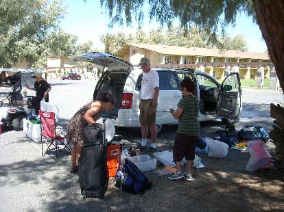 Sorting through our stuff back at Furnace Creek Ranch.  About half of this was donated to the employees of the ranch.