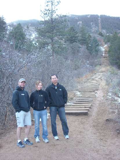 Jeremiah, Lisa, and Bandy at the Incline in Colorado Springs. Jeremiah, Lisa, and Bandy at the Incline in Colorado Springs.