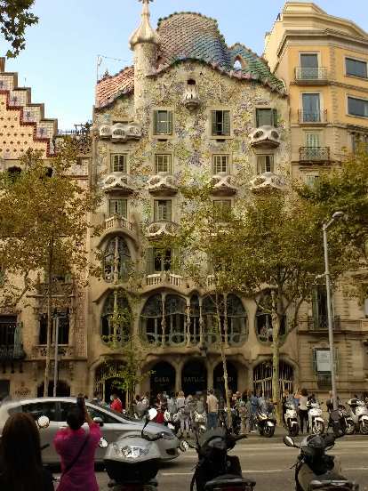 The exterior of Casa Batlló, designed by Antonio Gaudí, in Barcelona.
