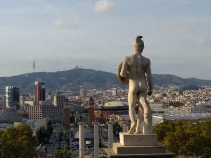 Statue of a Roman soldier overlooking Barcelona from Montjuic. Statue of a Roman soldier overlooking Barcelona from Montjuic.