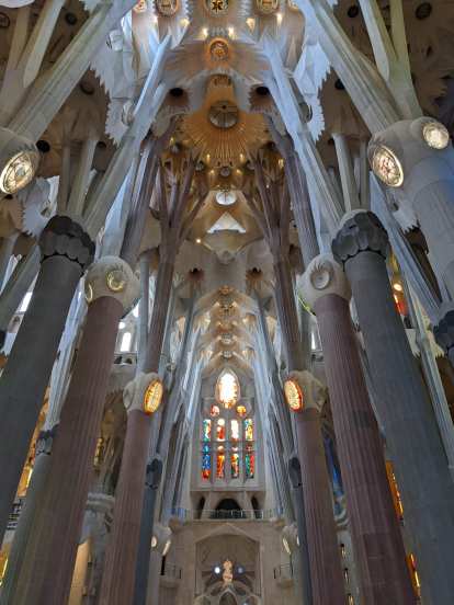 Inside La Sagrada Familia.