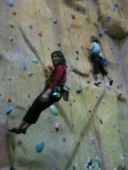 Alyssa coming down the wall.