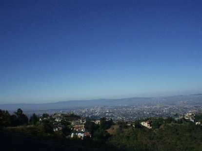 [Mile 51, 8:50 a.m.] Up on Grizzly Peak one gets a view of Berkeley, Oakland, the SF Bay, and SF.