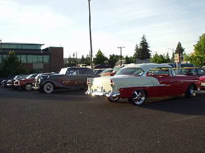 Later in the evening--in the parking lot by the same playground outside--a whole bunch of classic American cars came trickling in for a car show!