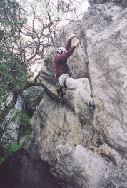 James attempting the first climb.