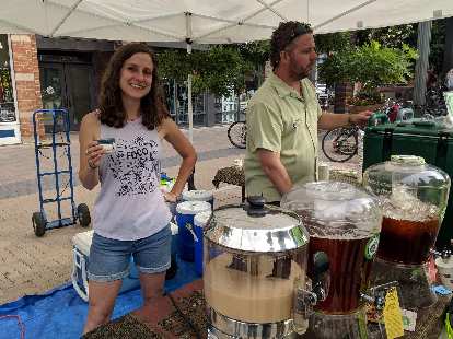 My friend Olivia had helped brew many gallons of tea for Happy Lucky Teahouse's Bike to Work Day station.
