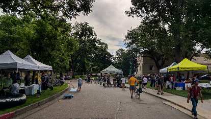 There were several organizations represented at the CSU oval, including one providing free bicycle repairs.
