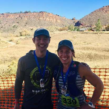 Felix and Jennifer after finishing the Blue Sky Trail Marathon. Felix and Jennifer after finishing the Blue Sky Trail Marathon.