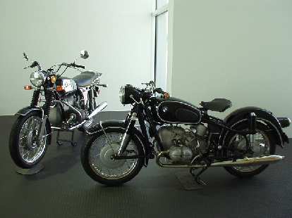 Two nice vintage BMW motorcycles.