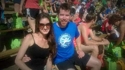 Jaclyn and Tim in the bleachers.