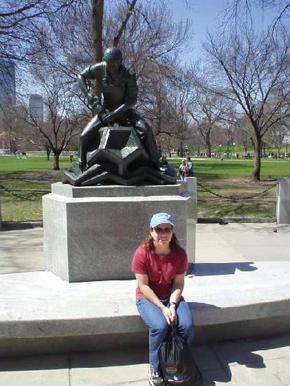 Sharon in front of an "Industry" statue in Boston Common. Sharon in front of an "Industry" statue in Boston Common.