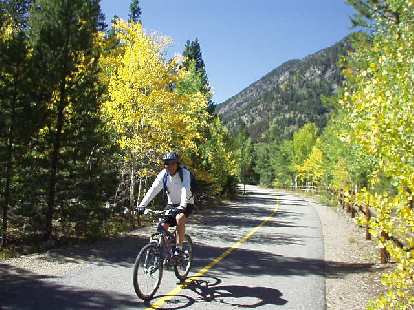 Mike along another glorious stretched lined with yellow and green aspen. Mike along another glorious stretched lined with yellow and green aspen.