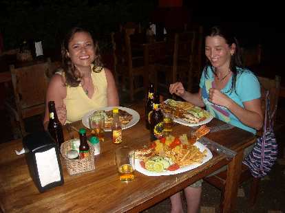 Dinner with Raquel and Tori at the Kelly Creek Restaurant in Cahuita, Costa Rica.