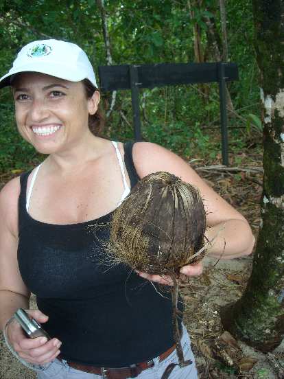Raquel with a coconut.