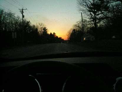 Driving back to Wiscasset, Maine towards an orange sunset. Driving back to Wiscasset, Maine towards an orange sunset.