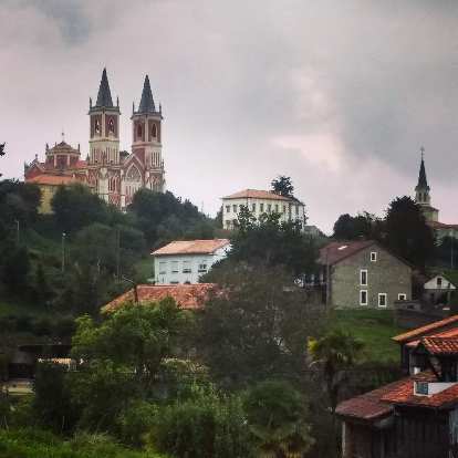 A church on a hill in Còbreces, Spain.