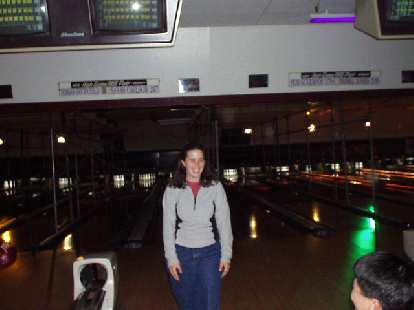 Bowling with Aaron, Carolyn, Loren, and Suzie.  Here's Suzie!