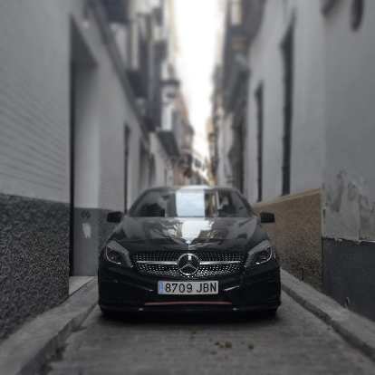 A black Mercedes sedan in the streets of (14 Sep 2017) A black Mercedes sedan in the streets of