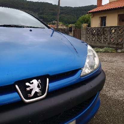 The logo of this blue Peugeot looks like a zombie lioin to me.