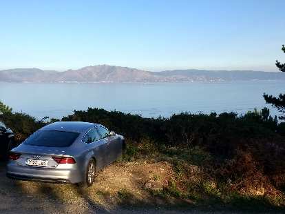 A silver Audi A7 along the eastern shore of Fisterra, Spain. (13 Sep 2017) A silver Audi A7 along the eastern shore of Fisterra, Spain.