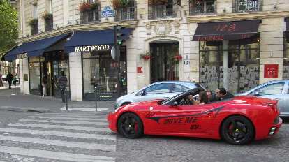 A Ferrari California that could be rented for 89 euros per 20 minutes in Paris. A Ferrari California that could be rented for 89 euros per 20 minutes in Paris.