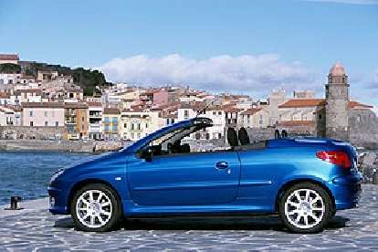 The Peugeot 206CC is a nifty hardtop-retracting convertible. Too bad we don't get any of these beautiful, personality-laden cars in the states! (From the peugeot.com website.)