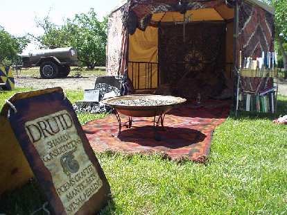 Elsewhere at the festival was this Druid Shaman Consultations tent that advertised "poems crafted, manticarts, and spinal healing."