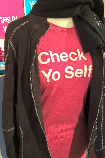 Image: pink Check Yo Self shirt