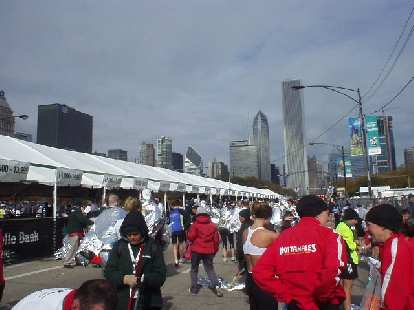 The tents beyond the finish line. The tents beyond the finish line.