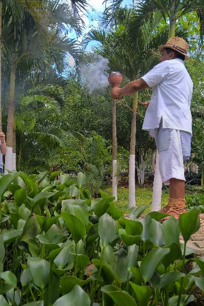 Mayan priest burning incense, Zaci-Val