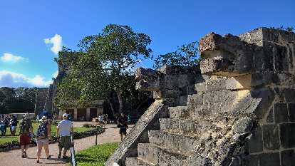 Two serpent's heads, east entrance to the Ball Court, Chichén Itzá