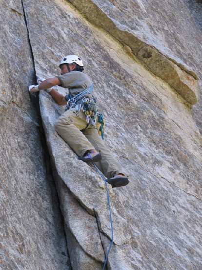 Chris does on a finger crack section.