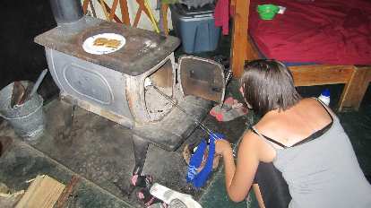 Diana roasting some marshmallows. Diana roasting some marshmallows.