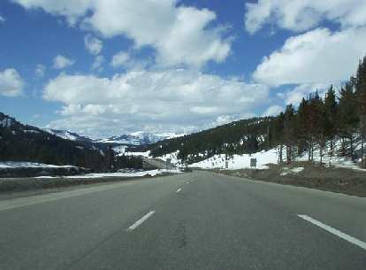 There is still lots of snow in the mountains near Vail, CO, which is west of Summit County.