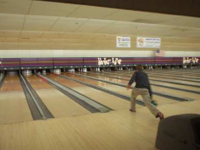 My night-before-the-race warm-up was bowling with some friends. Here's Mike...
