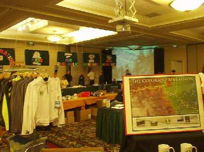 The pre-race expo for the Colorado Marathon was at the Marriot's hotel in Fort Collins. It was really small but very quick to pick up our registration materials.