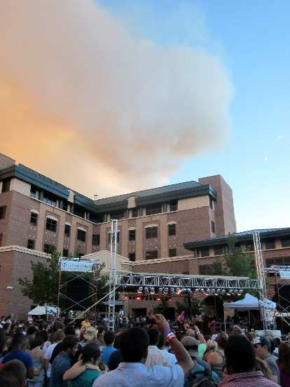 The smoke cloud above from the High Park Fire looked like it had a smiley face while Matt Kearney sang his encore of "Dawn."
