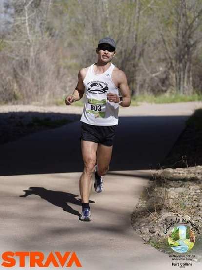 Felix Wong on the Poudre Trail with only a mile or two to go in the 2019 Colorado Marathon.