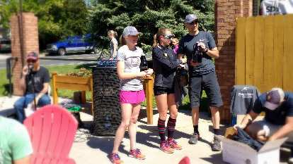 The speedy women accepting their awards at the post-race party at Intersect Brewery.